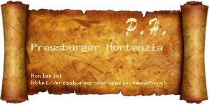 Pressburger Hortenzia névjegykártya